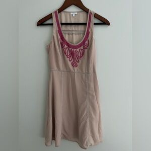 Elodie- Blush dress with pink sequined embroidery